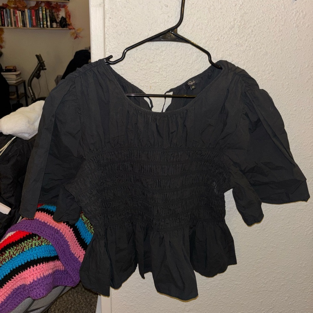 Rails Black Ruched Blouse Size XXL